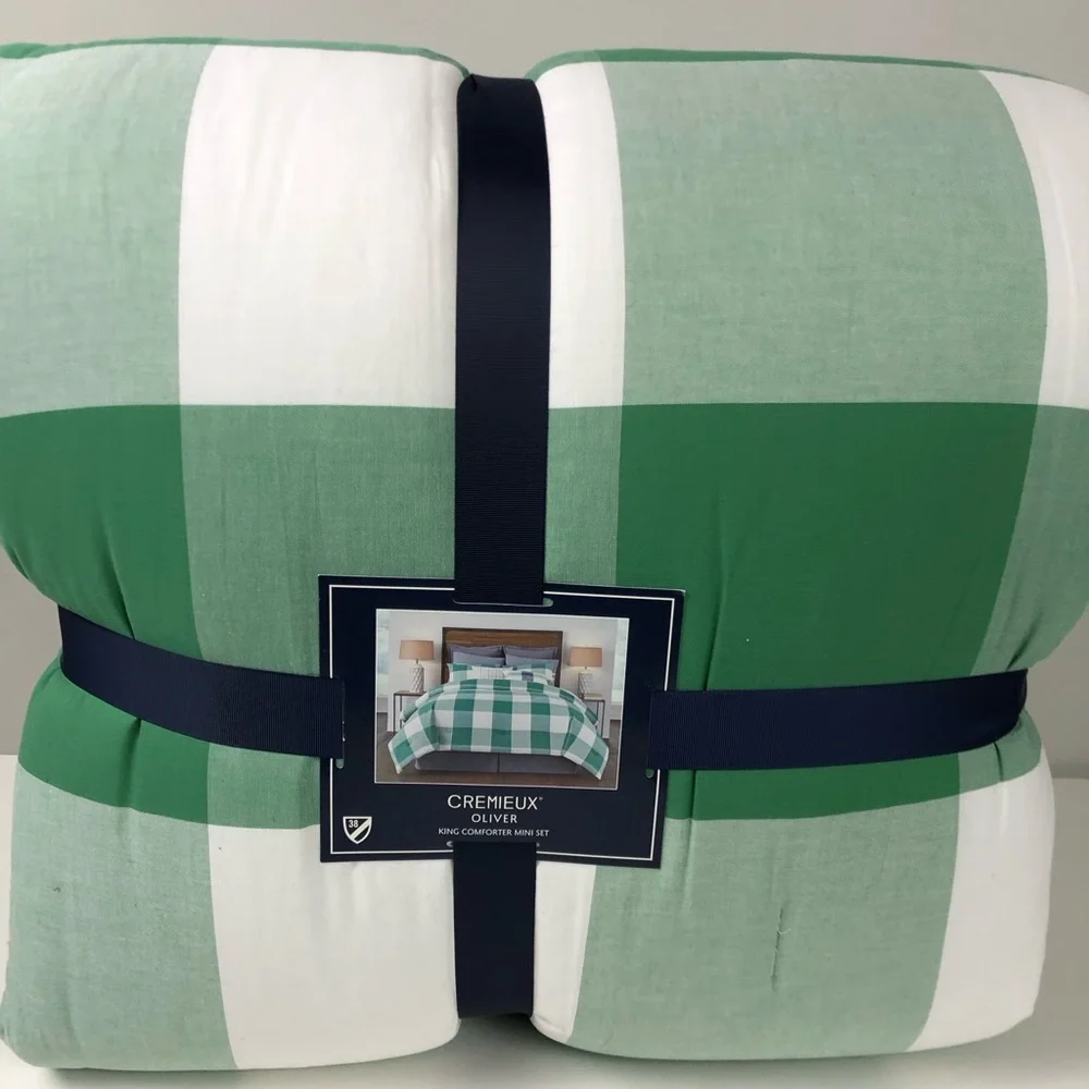 Daniel Cremieux 38 Plaid King Comforter Mini Set w King Pillow Shams NWT Green